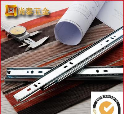 【尚泰35mm超承重工业制造 高档抽屉滑轨三折抽拉全展滚珠侧装】价格_厂家_图片 -